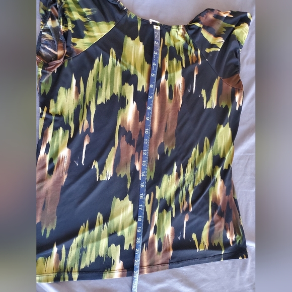 Perseption Multi-color Sweetheart Front Short Sleeve Blouse Women's Size 2X - Picture 10 of 11